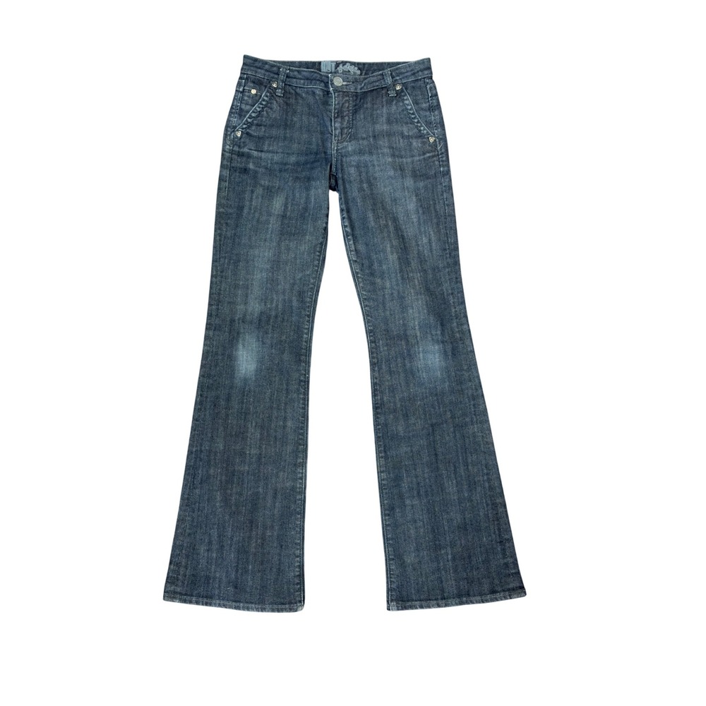 Kut from the Kloth Flare Jeans Dark Wash Blue Flap Pocket KP196EQMDC Size 2
